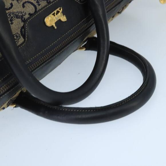 CELINE C Sulky Boston Bag Canvas Leather Navy Gold - Picture 7 of 12